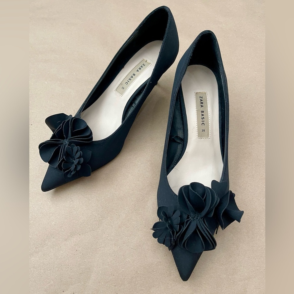 Zara Women's Kitten Floral Heels (Size: 39)